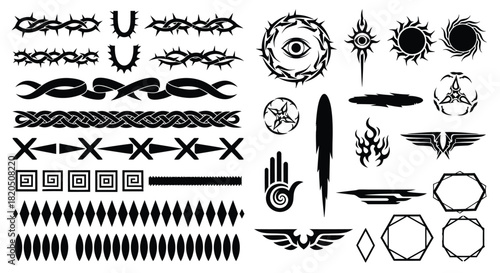 Unique black designs for tattoos, logos, and creative graphic elements