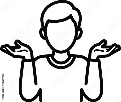 Man shrugging shoulders i dont know gesture outline vector illustration eps silhouette
