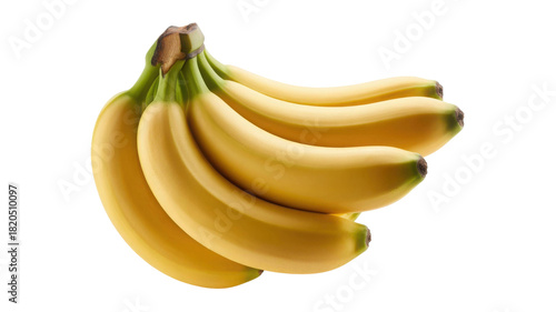 A ripe bunch of yellow bananas isolated on transparent background