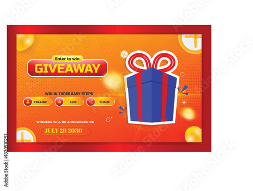 Exciting giveaway announcement with prize tickets and balloons