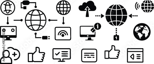 Developer Peer Review & Collaboration — Linear Icon Set