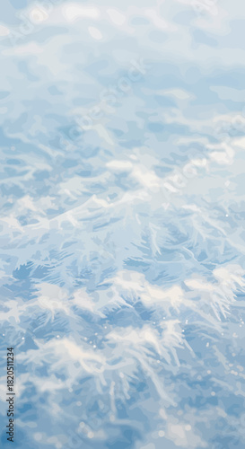 Frozen Surface Capturing Delicate Ice Crystals and Textures with a Beautiful Blue Hue