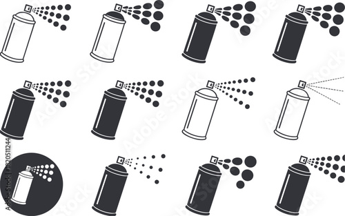 Spray Paint Can Icons with Droplets and Lines spray can aerosol