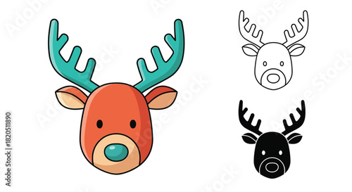 Cute christmas reindeer vector illustration holiday season design