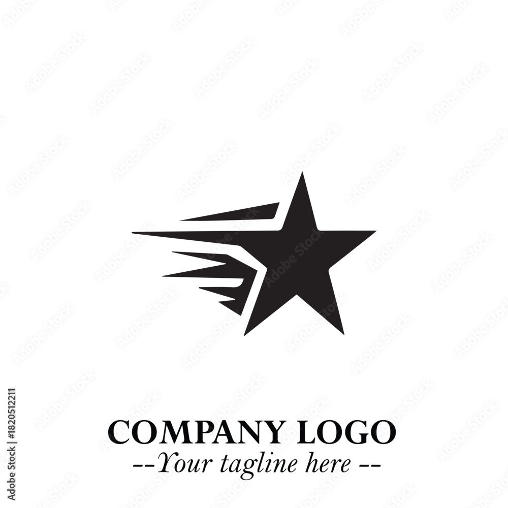 Obraz premium Minimalist Star Logo Symbol in Black on White Background – Modern Vector Shape for Branding & Design