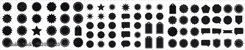 Huge modular vector set of abstract black silhouette geometric shapes for interface icons and backgrounds.