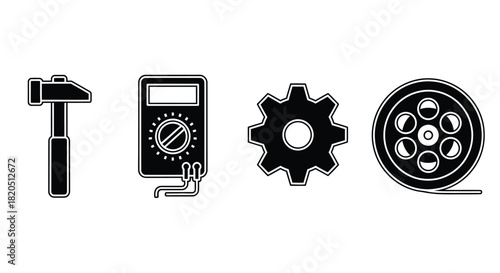 Tools and equipment vector illustration for engineering industry
