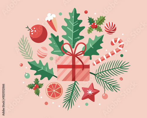 Christmas holiday elements composition