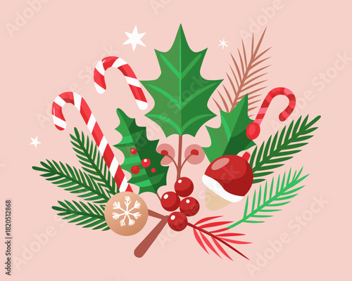 Christmas decoration festive flat design