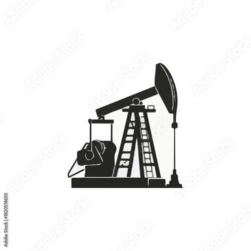 Silhouette of an oil pump jack, showcasing its mechanical structure and functionality.