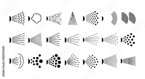 Spray nozzle types vector illustration different spray patterns