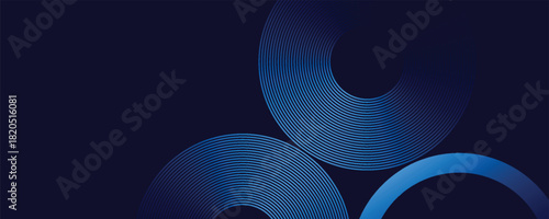 Abstract futuristic dark vector background with glowing blue circular arcs and concentric line patterns, perfect for tech, digital, or modern design themes. vector