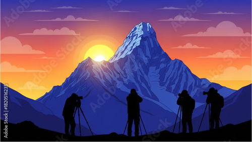 Photographers Capturing Mountain Sunrise A Landscape of Aspiration