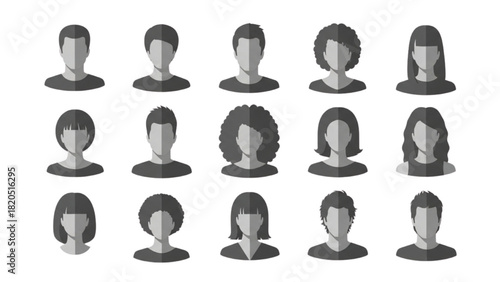 Variety of User Profile Avatars in Modern Flat Design