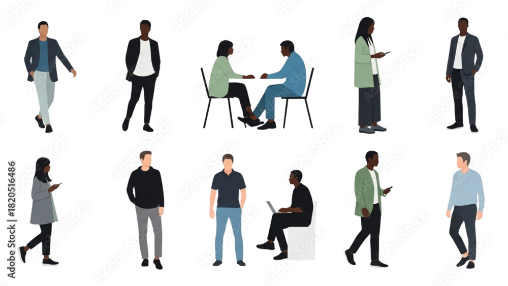 Fototapeta premium People Illustrations Diverse Poses and Activities