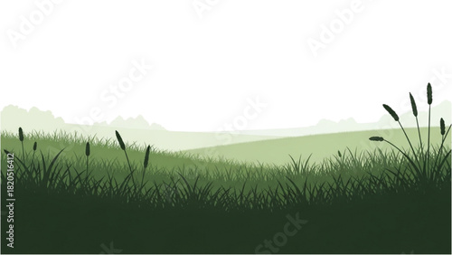 Serene Green Landscape Capturing the Tranquility of Meadows and Rolling Hills