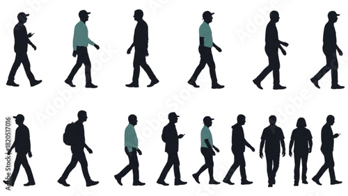 People Walking Silhouettes A Diverse Collection of Figures in Motion