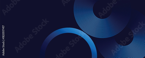 Abstract futuristic dark vector background with glowing blue circular arcs and concentric line patterns, perfect for tech, digital, or modern design themes. eps10