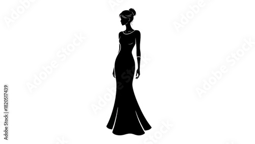 The silhouette of a sophisticated woman embodying grace and elegance in a formal gown