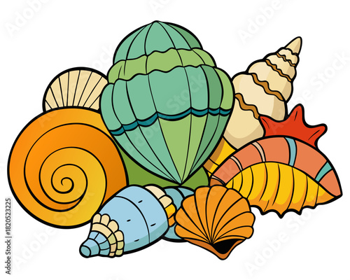 Seashell marine life composition