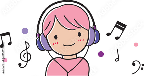 ヘッドフォンで音楽を聴いている子