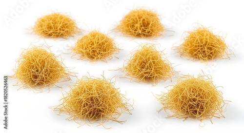 Angel hair pasta nests dry uncooked italian food ingredient for recipes and cooking ideas