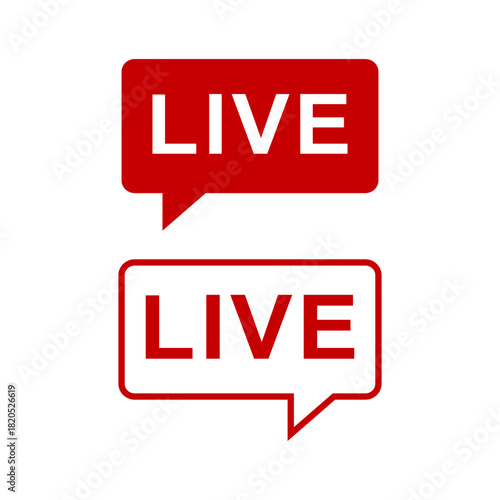 Live broadcast icons in chat balloon svg cut file. Isolated vector illustration.