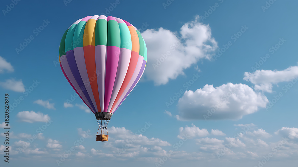 Obraz premium Adventurous hot air balloon ride over scenic skies nature experience vibrant atmosphere
