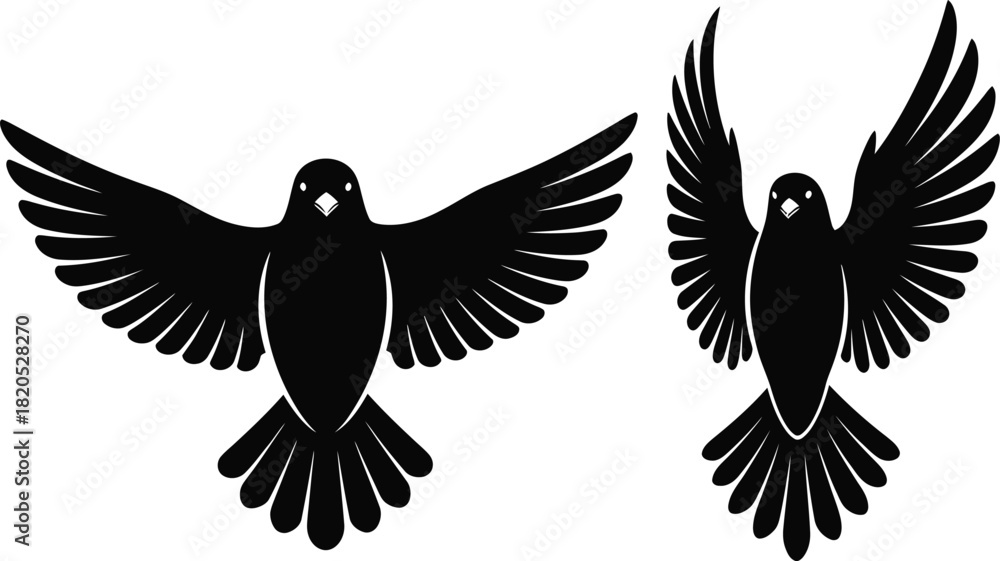 Obraz premium Black birds flying vector illustration bird silhouette design graphic eps