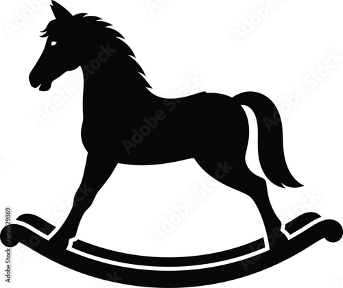 Rocking horse silhouette vector image for baby nursery decor design eps