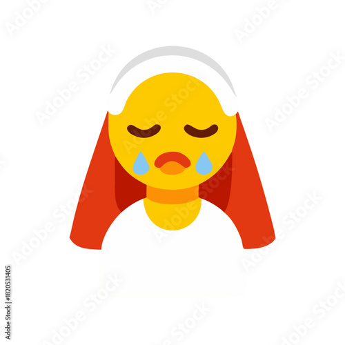 Crying bride emoji expressing sadness on a wedding day