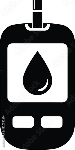 Blood glucose meter vector icon for diabetes testing and health check eps silhouette