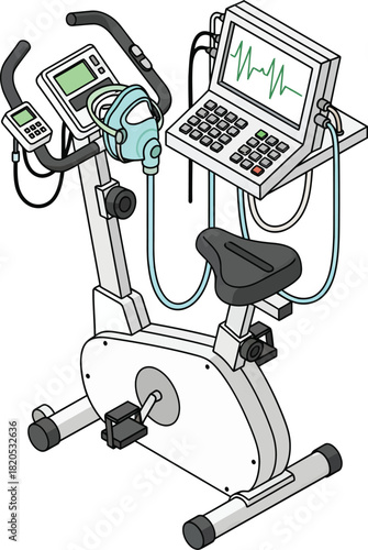 Exercise stress test bike with metabolic cart system for heart health eps silhouette