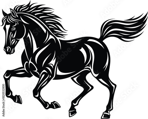 Black horse vector illustration running stallion equine animal design eps silhouette