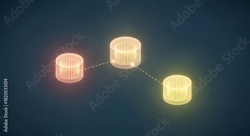 Abstract representation of interconnected data nodes forming a distributed network structure, symbolizing digital communication, information exchange, and technological collaboration.