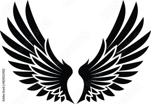 Black wings vector illustration angel wings tattoo design concept art eps silhouette