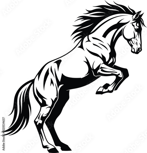 Horse rearing silhouette vector illustration equine animal design eps