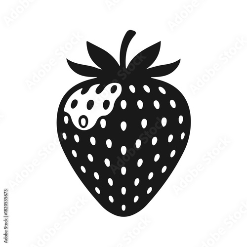 Strawberry silhouette close-up, berry shape, fruit icon, simple vector, minimalist illustration