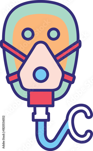 Oxygen mask medical equipment respiratory therapy breathing apparatus eps silhouette