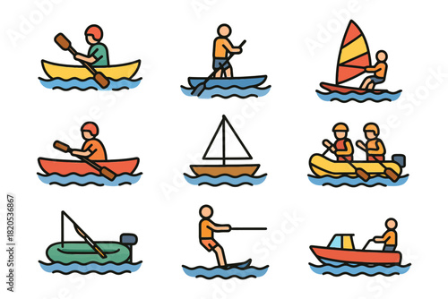 Cartoon fishing boats and ships vector set