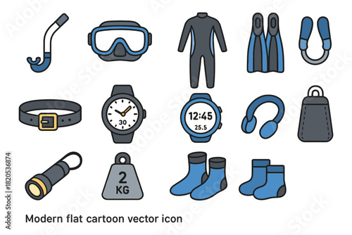 Clothes and accessories icon set in simple vector style