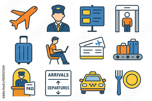 construction tools and equipment icon set in simple vector style