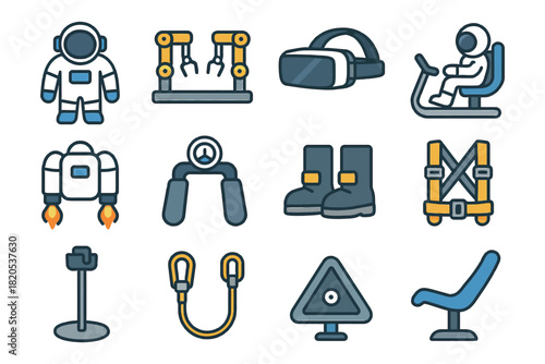 Construction tools icon set in simple vector style