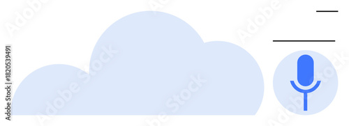 Cloud graphic paired with microphone icon showcasing voice input for cloud-based communication. Ideal for technology, innovation, cloud computing, voice recognition, AI, data transfer, digital tools
