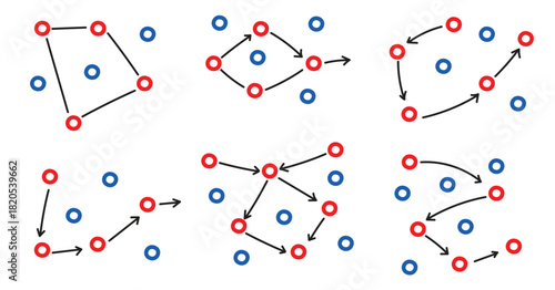 Sports tactics, player position and arrow, football scheme strategy
