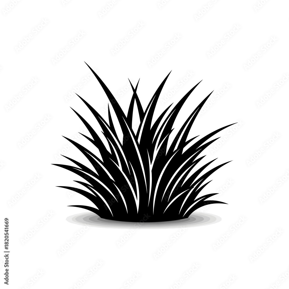 Fototapeta premium Black silhouette of a clump of grass, simple vector design for nature element vector illustration