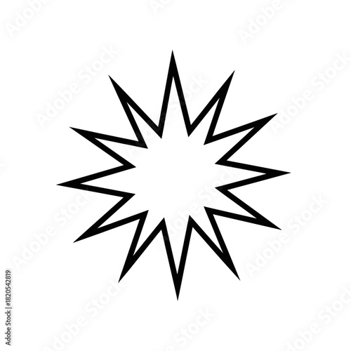 Simple black outline of a spiky star shape, resembling an explosion or burst, vector illustration