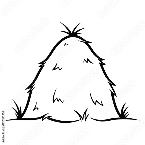 Hand drawn hay bale or haystack illustration isolated on