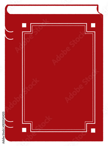 シックな赤系のクラシックなハードカバーの本イラスト。ベクター素材。図書館のイベントや読書会のフライヤーの背景などに最適。手書き風の描線で温かさを表現。ベクターの場合装飾のラインは簡単に削除可能。