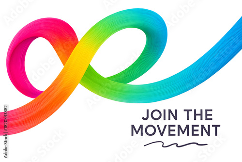 Rainbow Ribbon Swirl with Join The Movement Text infinity